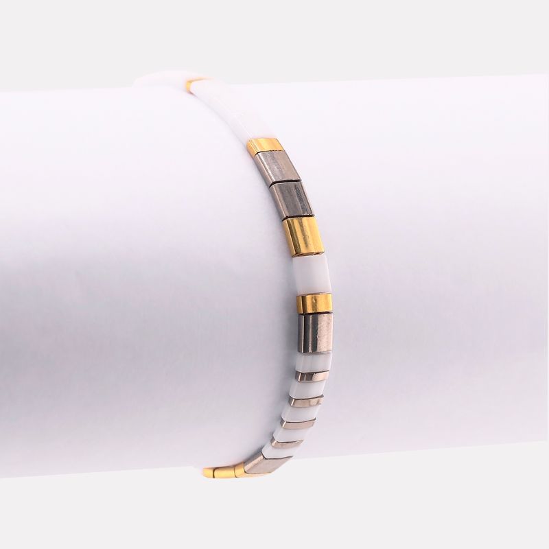 Pulsera Pastel Mosaico Bco/drdo 4-17cm