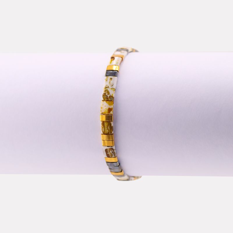 Pulsera Abby Mosaicos Bco/drdo 14-17cm