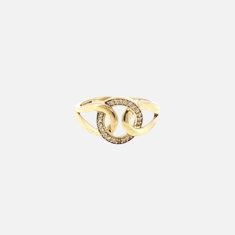 Anillo Ondas/circ. C/p Bcas 14K 2.1g #7.5