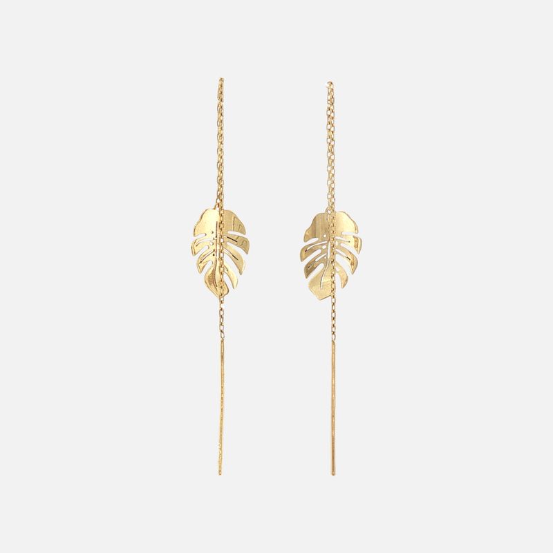 Aretes Largos Hojas 10K 1.2g