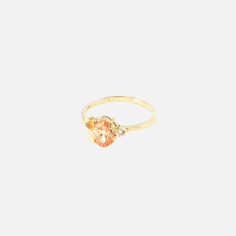 Anillo C/p Color Naranja 14K 1.9g #7.5