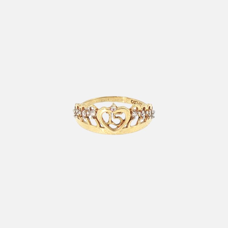 Anillo Corona 15 Años C/p 14K 1.6g #6