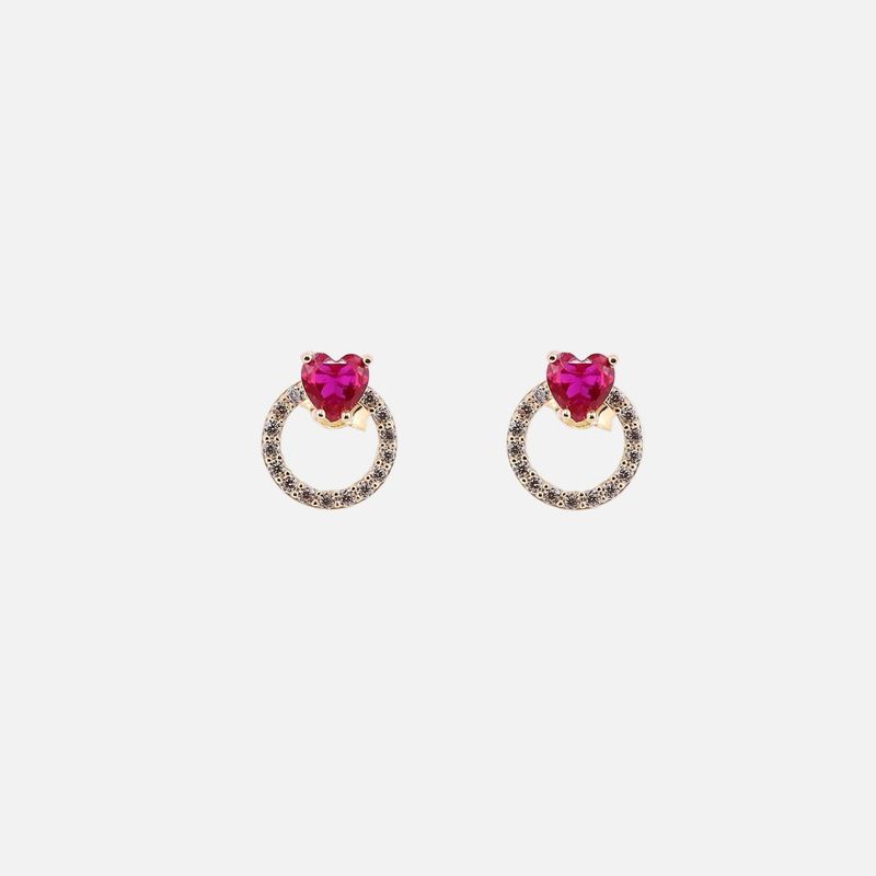 Aretes Circ. C/p Bca/roja 10K 1.7g