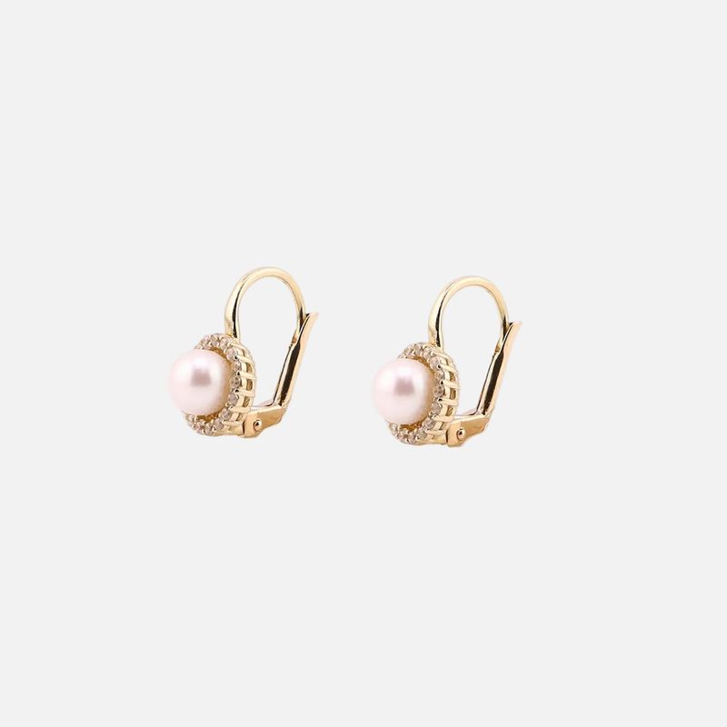 Aretes C/ Imit. Perla 14K 3.2g