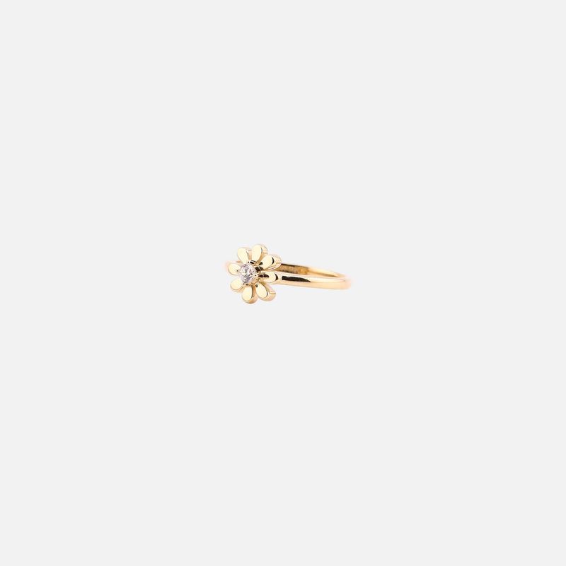 Anillo Flor C/p Bca 14K 2.1g #6.5