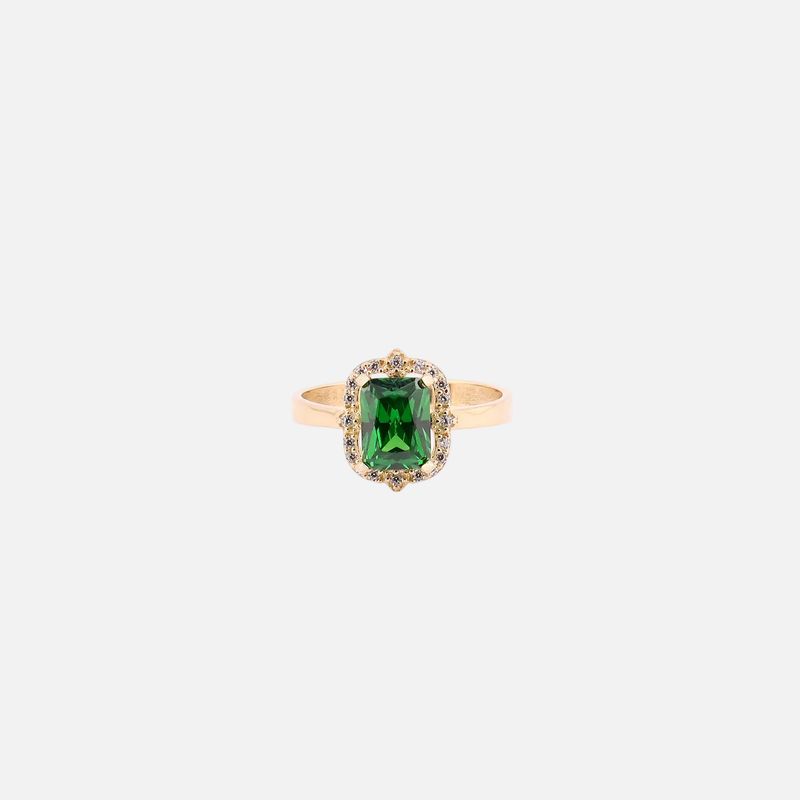 Anillo C/p Verde 14K 2.3g #7.5
