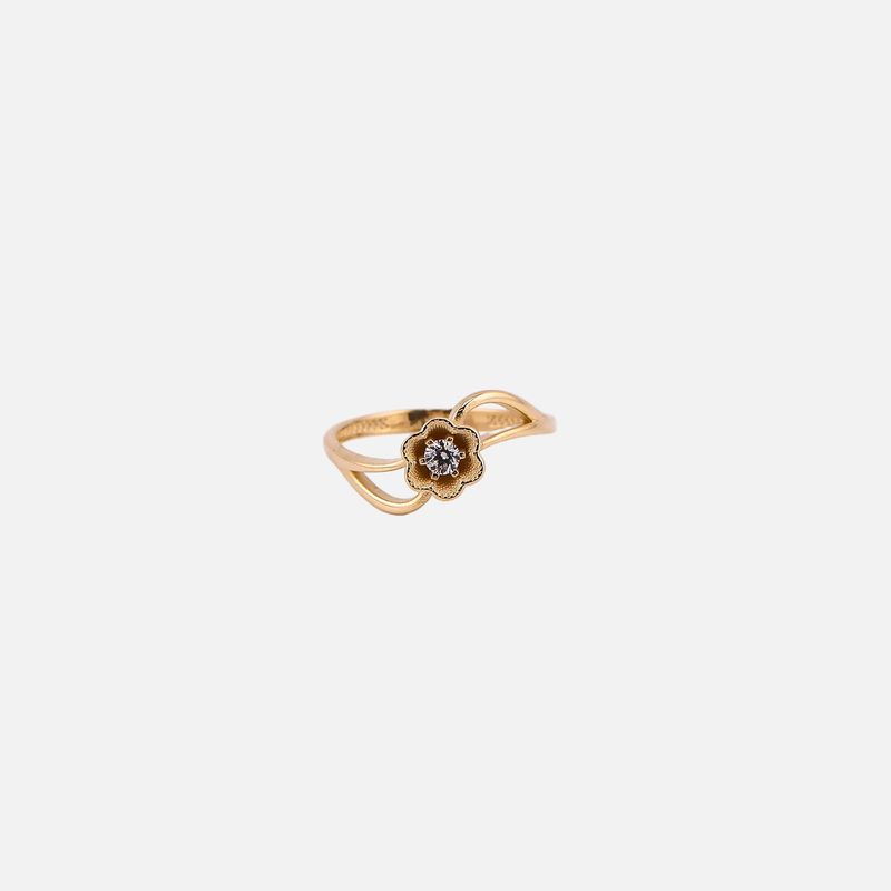 Anillo Cruzado Flor C/p 14K 1.9g #7