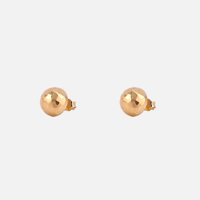 Aretes Media Esfera Facetada 14K 1.5g