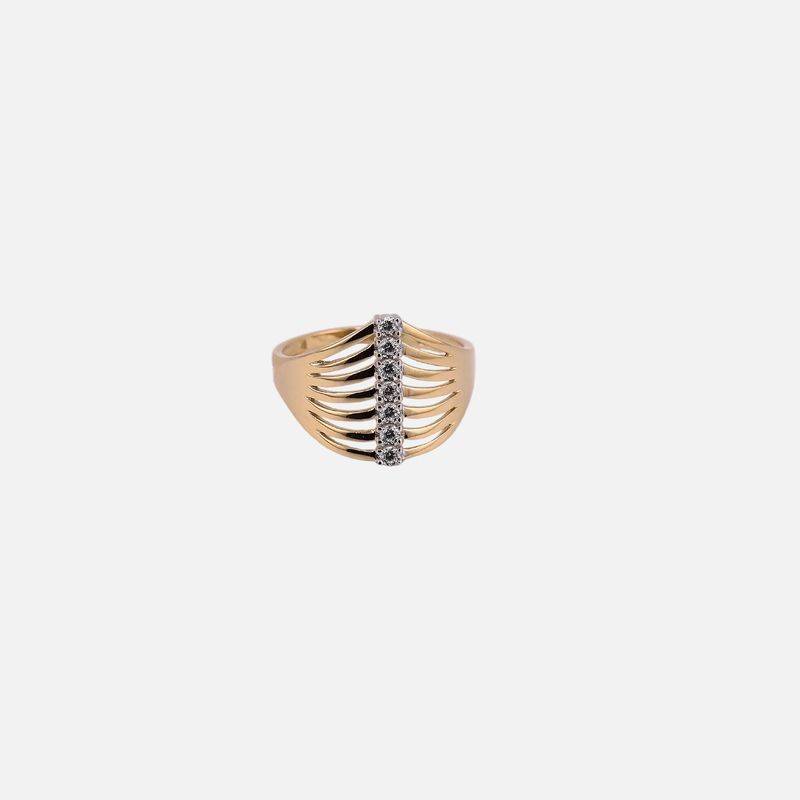 Anillo 7 Lineas C/piedras Bns. 14K 2.2g #8
