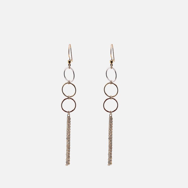 Aretes Largos Circulos Tonos 14K 3.5g