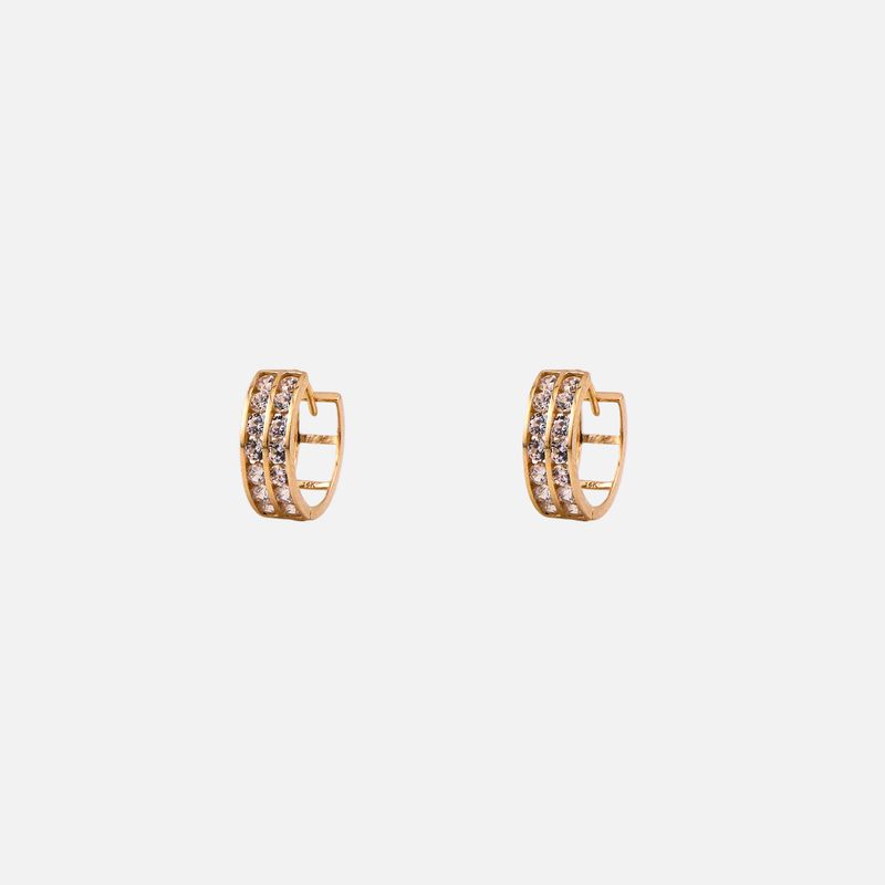 Aretes Huggies C/piedras Bns. 14K 1.9g