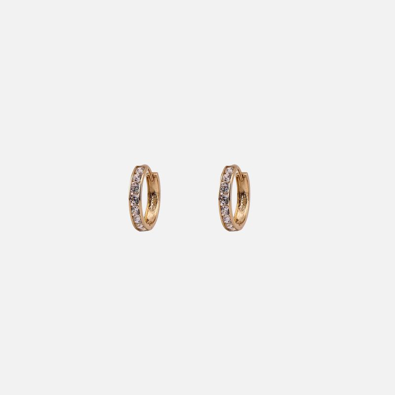 Aretes Huggies C/piedras Bns. 14K 1.7g