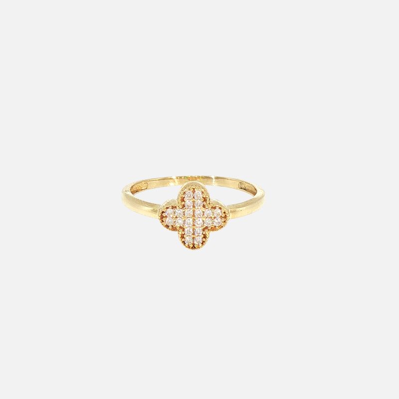 Anillo Trebol C/p 14K 1.7g #8